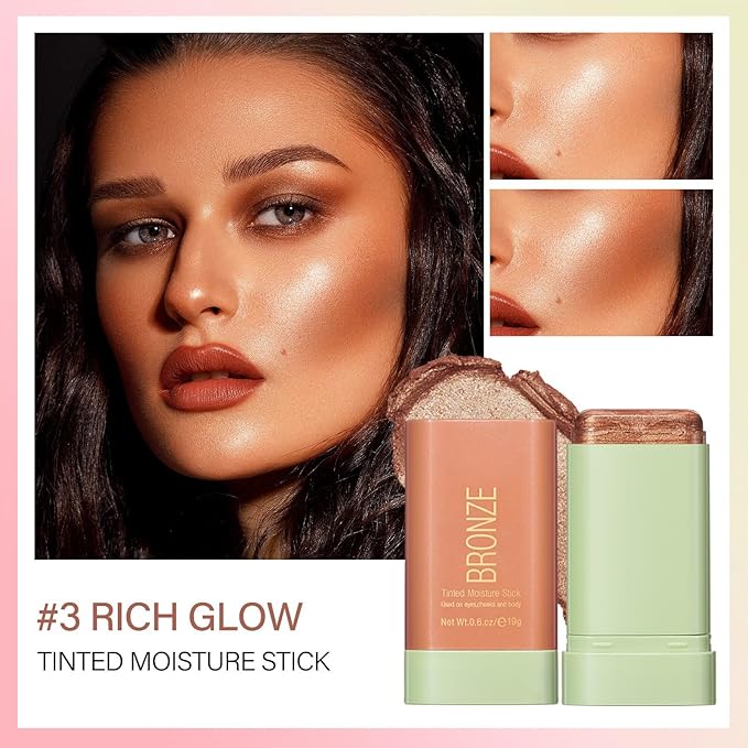 Blush Stick, Cream Blush Stick for Cheeks & Lips, Blendable Long-Lasting Multi-Use Contour Stick & Highlighter Makeup (RICH GLOW)-VivaGrace Women