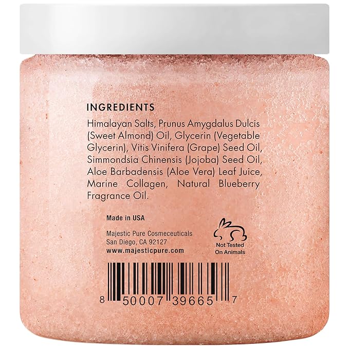 MAJESTIC PURE Himalayan Pink Salt Body Scrub with Collagen and Sweet Almond Oil | Exfoliating Scrub for Skin Care, Stretch Marks, Acne, Cellulite | 10 oz-VivaGrace Women