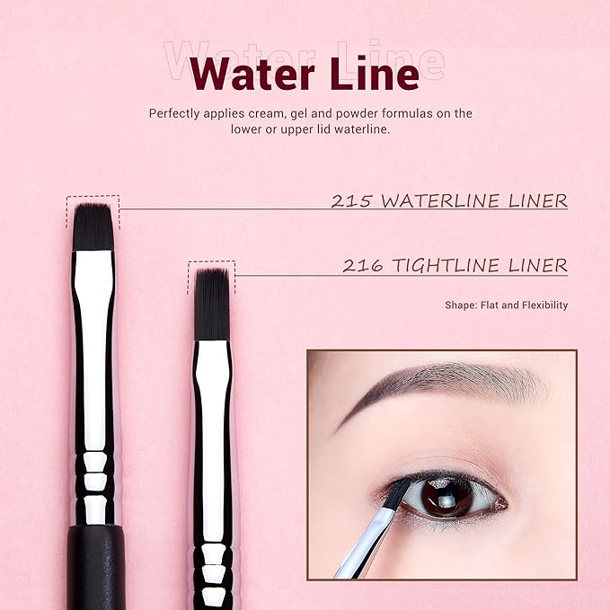 Jessup Eyeliner Brush Set, Professional Eye Liner Makeup Brushes 11pcs, Angled Flat Definer Ultra Fine Bent Pencil Point Eyeliner Brushes for Precision Liner, T324-VivaGrace Women