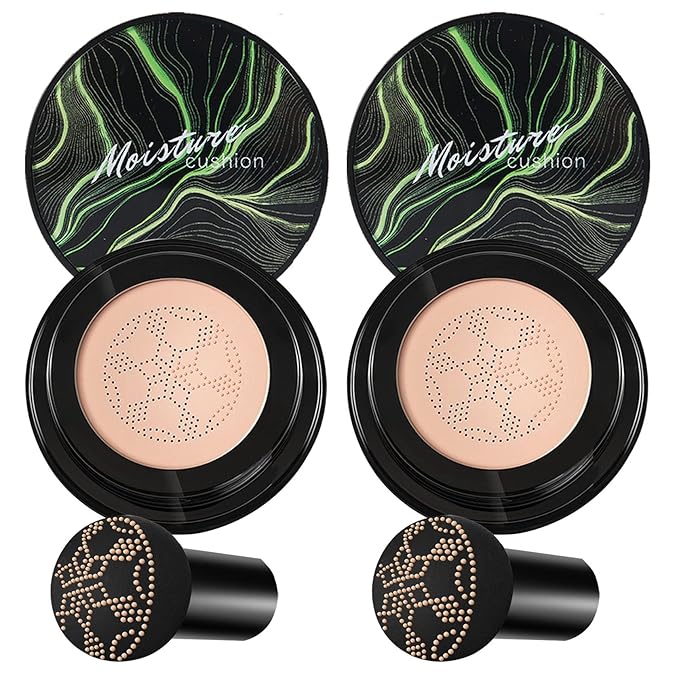 2PCS Mushroom Head Air Cushion CC Cream BB Cream Foundation,Moisturizing Concealer Makeup Base Foundation,Long Lasting Full Coverage Foundation with Mushroom Makeup Sponge(Natural)-VivaGrace Women
