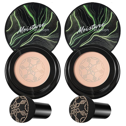 2PCS Mushroom Head Air Cushion CC Cream BB Cream Foundation,Moisturizing Concealer Makeup Base Foundation,Long Lasting Full Coverage Foundation with Mushroom Makeup Sponge(Natural)-VivaGrace Women
