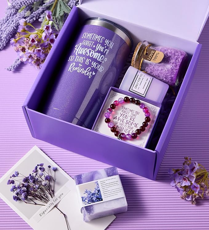 Gifts for Women Mom Best Friend, Unique Birthday Valentines Mothers Day Christmas Gifts for Women, Lavender Spa Gift Basket Set for Her, Self Care Get Well Retirement Appreciation Gifts-VivaGrace Women