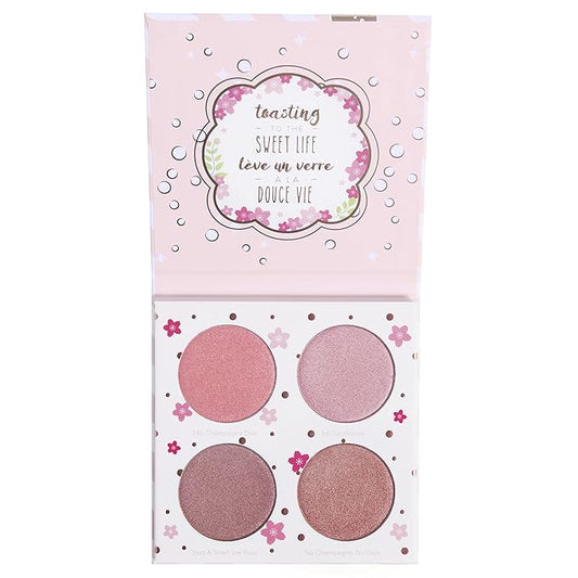 Beauty Bakerie Cotton Candy Champagne Blush Makeup Palette, Long Lasting Pigment, Matte and Metallic Highlighter Makeup, 4 Highlight Shades-VivaGrace Women