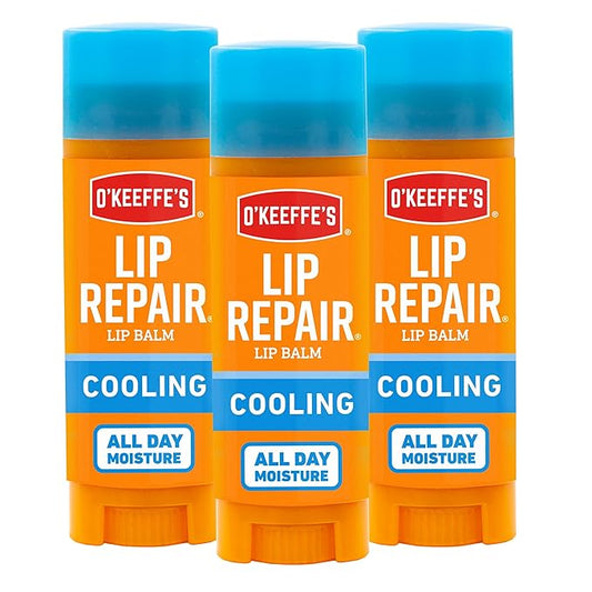 O'Keeffe's Cooling Relief Lip Repair Lip Balm for Dry, Cracked Lips, Stick, (Pack of 3)-VivaGrace Women