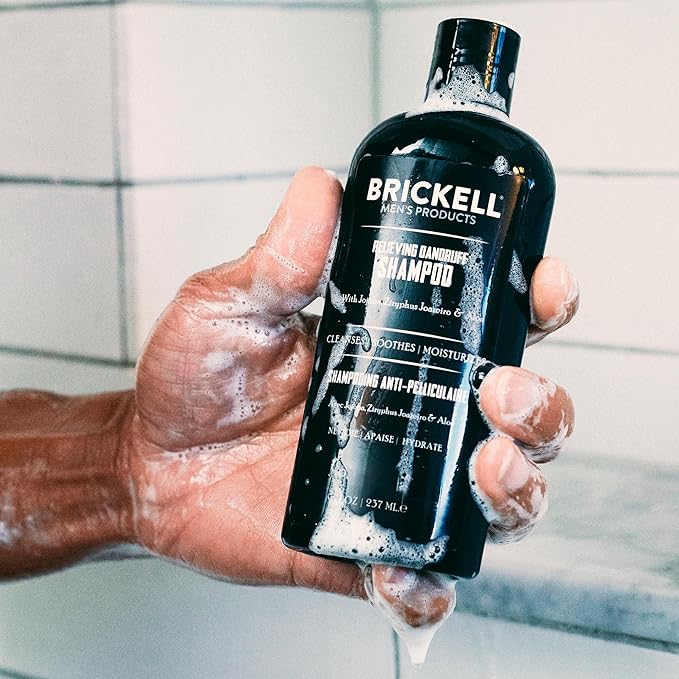 Brickell Men's Relieving Dandruff Shampoo For Men, Natural & Organic, Soothes and Eliminates Dandruff with Ziziphus Joazeiro, Aloe and Jojoba Oil (8 oz)-VivaGrace Women