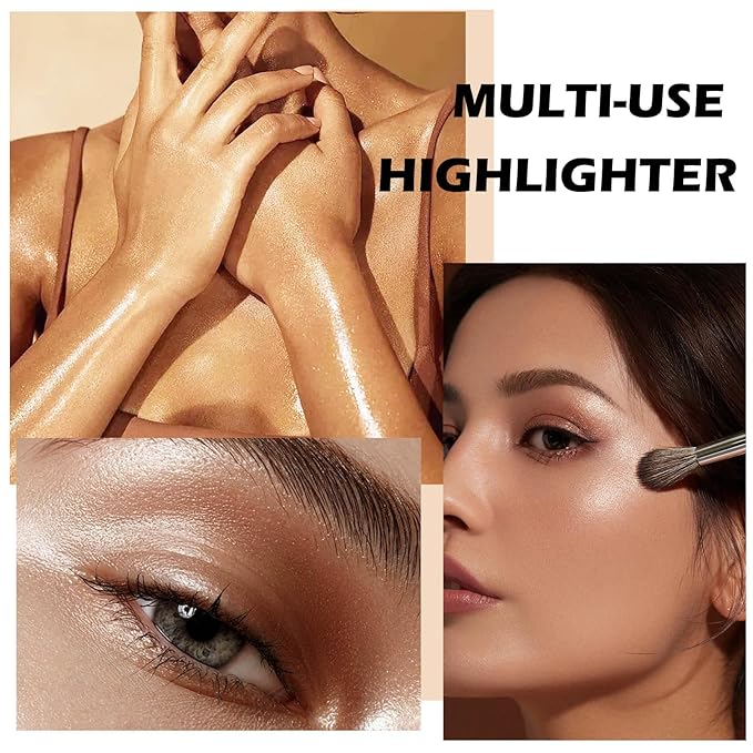 Boobeen Highlighter Makeup Palette, Baked Highlighter Bronzer Powder Palette, Shimmer Illuminator Contour Highlighter Powder for Face, Pearl Shine Shades Waterproof Long Lasting-VivaGrace Women