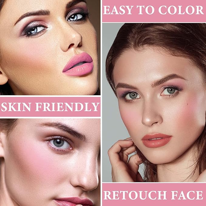 Cream Blush Stick,Blush Stick for Cheeks with Contour Brush,3-in-1 Long Lasting Waterproof Blush&Eye Shadow&Lip Gloss for Fair Skin Types（01 Milk Tea Pink）-VivaGrace Women