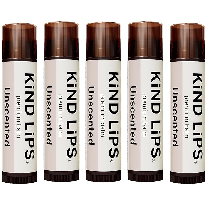 Kind Lips Lip Balm - Nourishing & Moisturizing Lip Care | for Dry Chapped Lips | Infused with Shea Butter & Beeswax | Unscented | 0.15 Ounce (Pack of 5)-VivaGrace Women