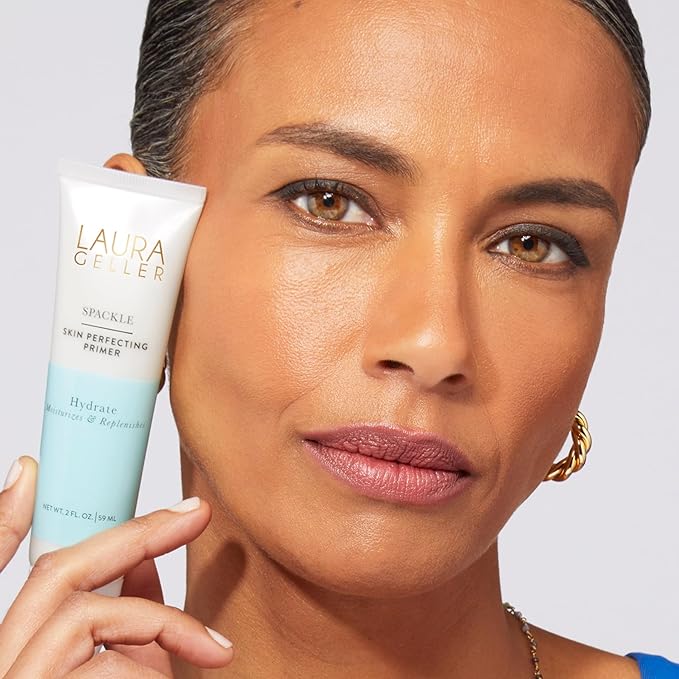 LAURA GELLER NEW YORK Laura's Must-Haves Kit 3pc: Baked Balance-n-Brighten Powder Foundation, Medium + Spackle Skin Perfecting Makeup Primer, Hydrate + Airbrush Round Kabuki Brush-VivaGrace Women