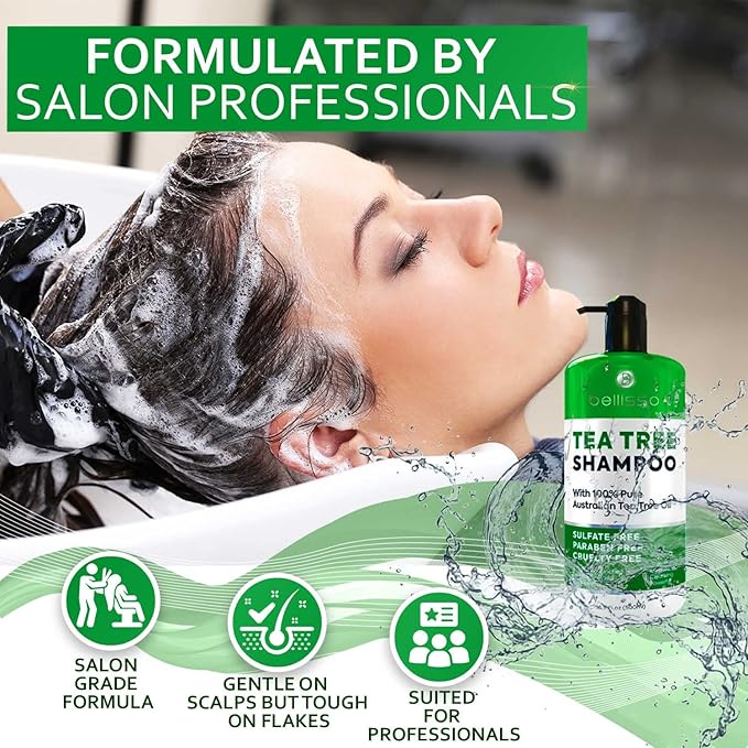 Tea Tree Oil Shampoo - Sulfate and Paraben Free with Collagen Keratin - Ideal for Women and Men with Oily Hair and Scalp Buildup - Anti Dandruff Treatment for Itchy, Dry Scalps – Salon Grade Products-VivaGrace Women