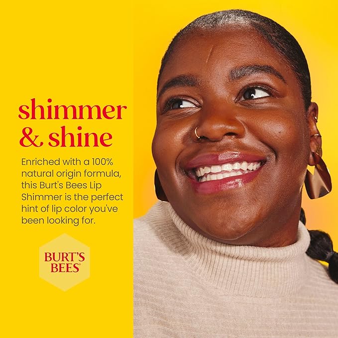 Burt's Bees Shimmer Lip Tint Easter Basket Stuffers, Tinted Lip Balm Stick, Moisturizing for All Day Hydration with Natural Origin Glowy Pigmented Finish & Buildable Color, Watermelon (4-Pack)-VivaGrace Women