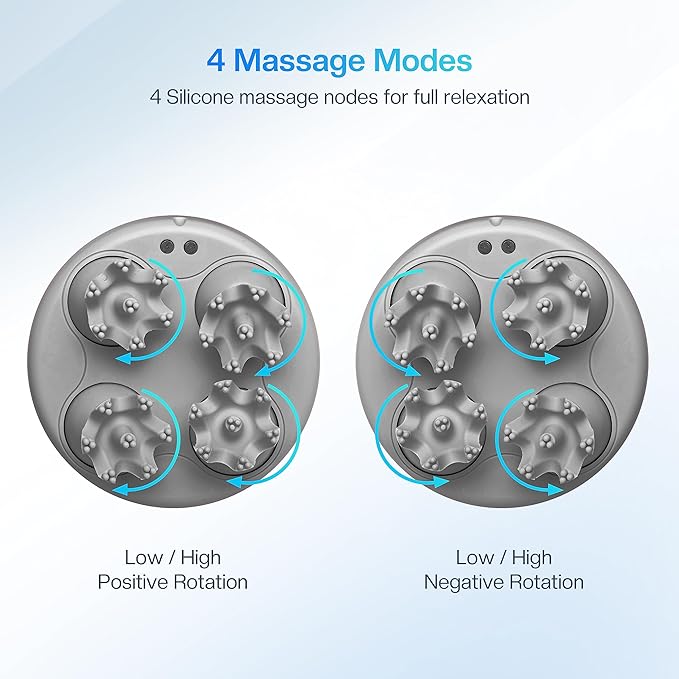 COMFIER Electric Scalp Head Massager with 4 Soft Silicone Massage Heads, Portable Hair Massager for Hair Growth, Relieve Stress, Head Scratcher for Deep Relaxation, Dog Cat Massager, Gray-VivaGrace Women