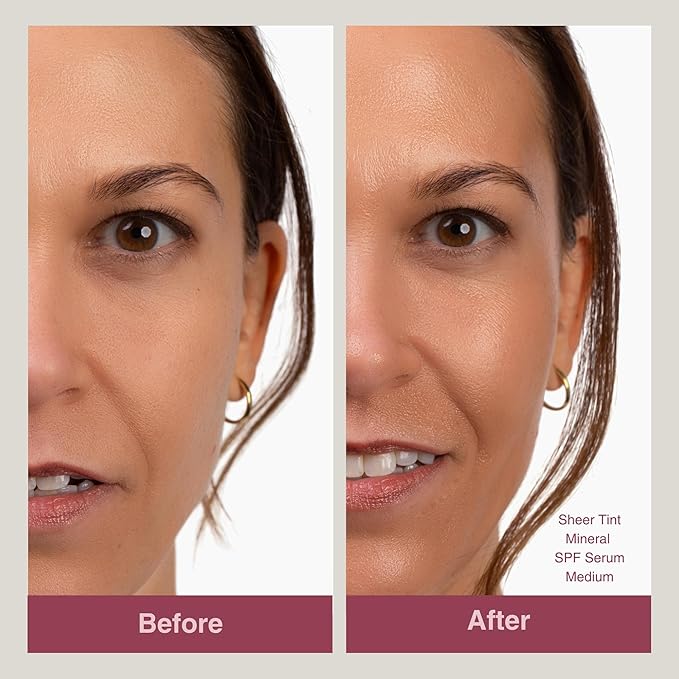 Mineral Fusion Face Serum, Sheer Tint Mineral SPF Serum, 1 Fl Oz, Medium, Tinted Broad Spectrum SPF 50 Mineral Sunscreen, Sheer Coverage, Lightweight & Dewy Finish for Glowing, Protected Skin-VivaGrace Women