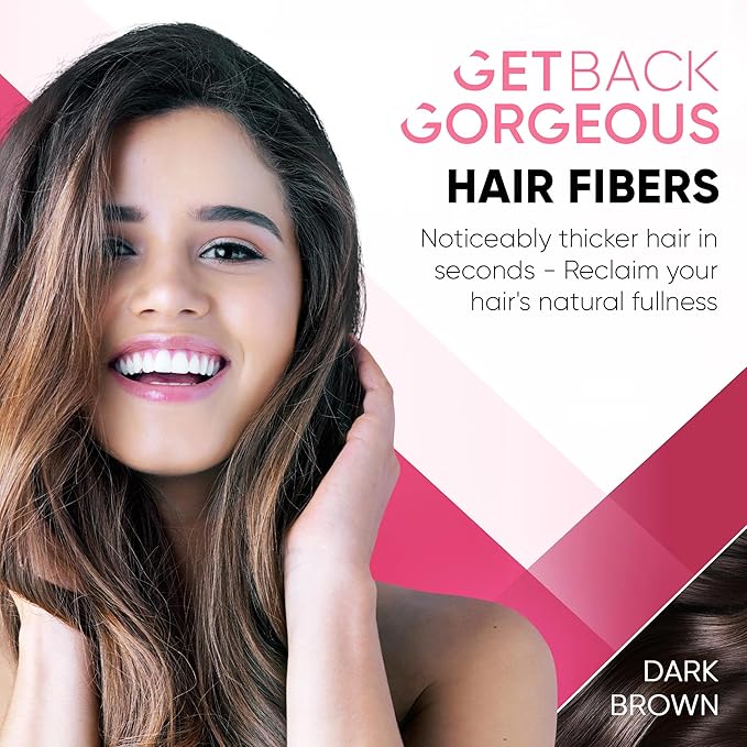 GBG Hair Fibers for Thinning Hair & Bald Spots (Dark Brown) - 25g Bottle - Conceals Hair Loss - Instant Cover Up & Volume in 30 Seconds, Hair Powder for Women & Men - Cruelty Free-VivaGrace Women