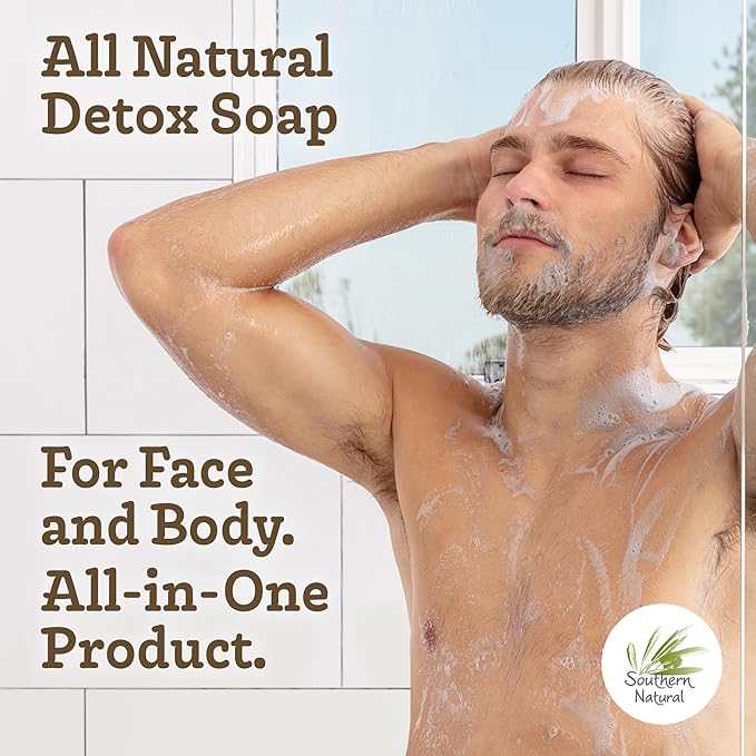 Southern Natural Activated Charcoal Soap Bar (3 Pack) Face and Body Soap For Sensitive Skin With Dead Sea Mud, Goat Milk & Peppermint Essential Oil-VivaGrace Women