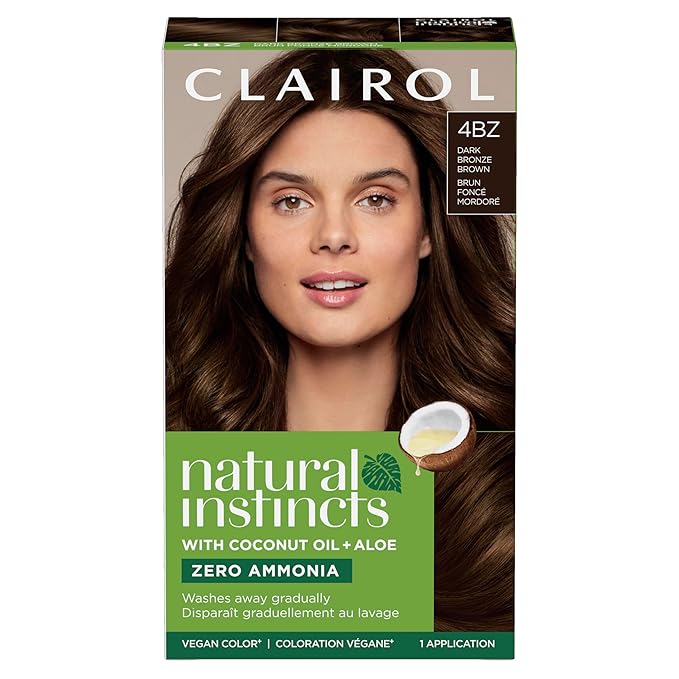 Clairol Natural Instincts Demi-Permanent Hair Dye, 4BZ Dark Bronze Brown Hair Color, Pack of 1-VivaGrace Women