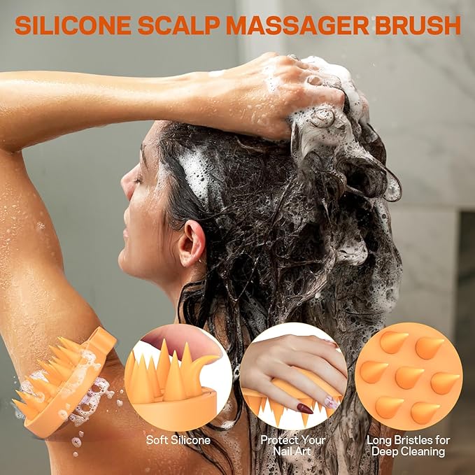 Scalp Scrub, Pumpkin Seed Oil Scalp Exfoliator With Biotin & Rosemary, Sulfate Free Scalp Detox for Itchy Scalp & Dandruff & Buildup Removal & Hair Growth, Hair Scrub with Scrubber-VivaGrace Women