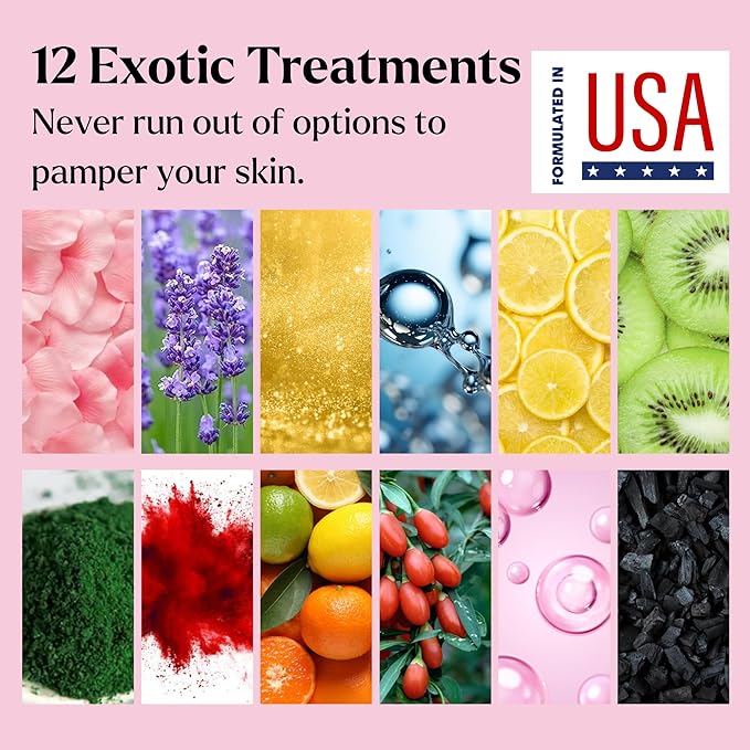 Jelly Mask for Facials - 12 Flavors Hydrating & Brightening Jelly Face Masks | Free Jade Roller & Spatula | Bulgarian Rose, Lavender, Hyaluronic Acid, 24K Gold face mask skin care |Vajacial Jelly Mask-VivaGrace Women