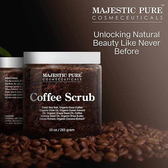 MAJESTIC PURE Arabica Coffee Scrub - All Natural Exfoliating Body Scrub for Skin Care, Stretch Marks, Acne & Cellulite, Reduce the Look of Spider Veins, Eczema, Age Spots & Varicose Veins - 10 Ounces-VivaGrace Women