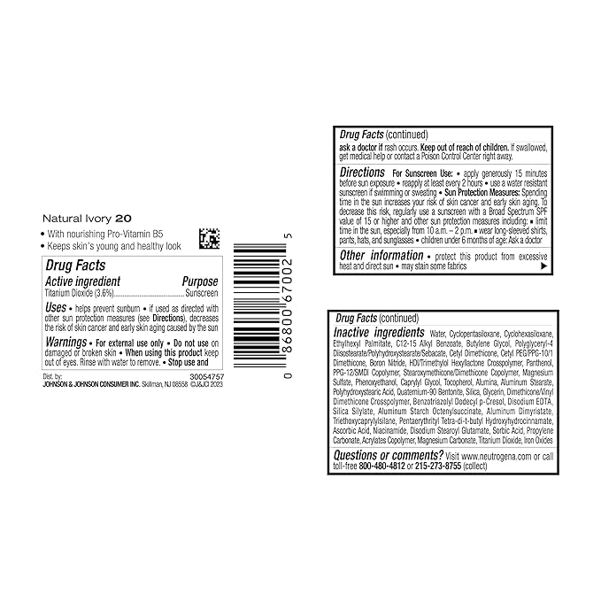 Neutrogena Healthy Skin Liquid Makeup Foundation with Broad Spectrum SPF 20 Sunscreen, Medium Coverage Foundation with Nourishing Pro-Vitamin B5, Natural Ivory 20, 1 fl. oz-VivaGrace Women