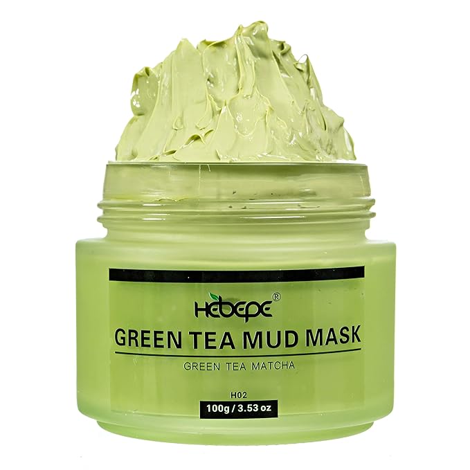 Green Tea Matcha Facial Detox Mud Mask with Aloe Vera, Deep Cleaning, Hydrating, Detoxing, Healing, and Relaxing Volcanic Clay Facial Mask-VivaGrace Women