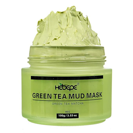 Green Tea Matcha Facial Detox Mud Mask with Aloe Vera, Deep Cleaning, Hydrating, Detoxing, Healing, and Relaxing Volcanic Clay Facial Mask-VivaGrace Women