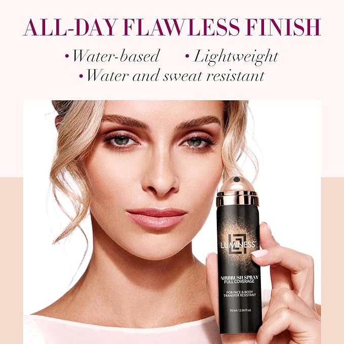 LUMINESS Spray Airbrush Foundation Makeup, Light Deep Shade 120 - Lightweight, Full Coverage Foundation for Face, Neck, & Body - Concealer for Seamless Blending, Natural-Looking Finish, 2.36 fl oz-VivaGrace Women