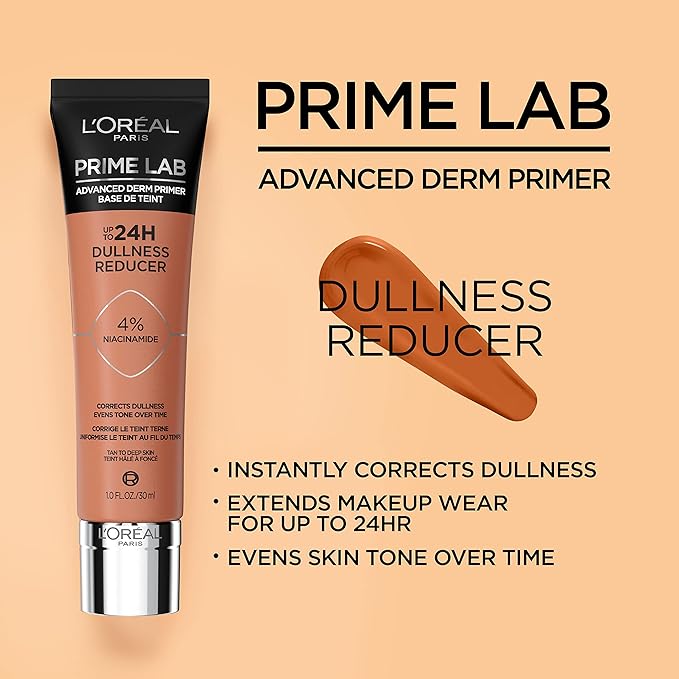 L'Oreal Paris Prime Lab Up to 24H Dullness Reducer, Face Primer Infused with Niacinamide to Reduce Face Dullness and Extend Makeup Wear, 1.01 Fl Oz-VivaGrace Women