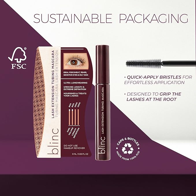 Blinc Lash Extension Tubing Mascara, Extreme Lengthening and Defining Mascara with Biotin, Ultra-Longwearing Washable Mascara, Clean, Vegan and Cruelty-Free, 9mL / 0.30 Fl. OZ