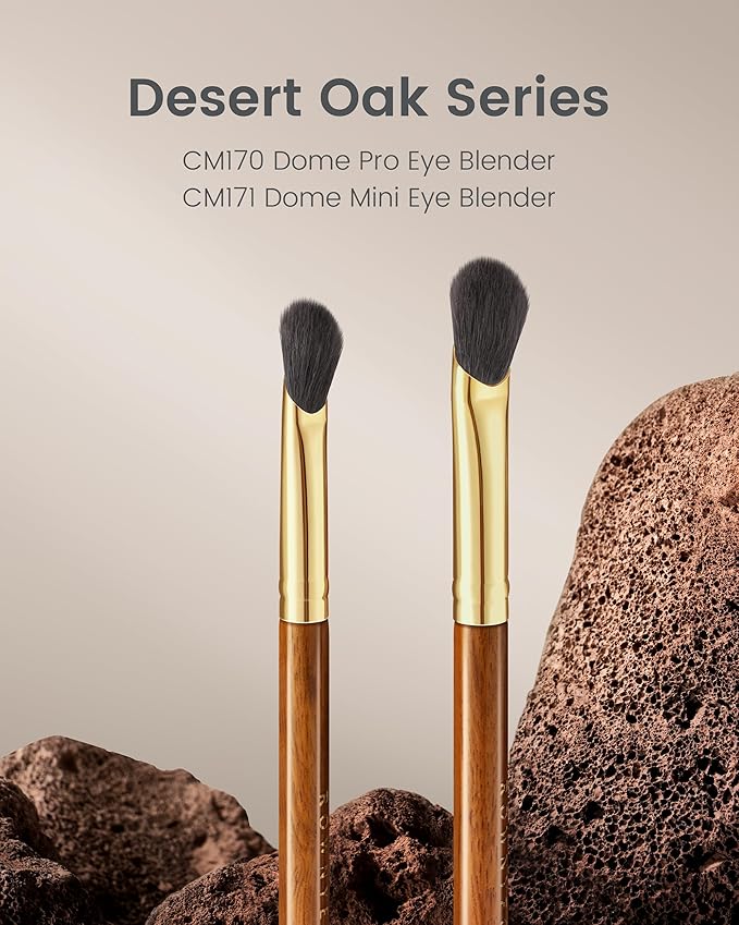 CM 170 & 171 Desert Oak Series Thumb Eyeshadow Brush DUO Set - Large & Small, Curved Finger Contour for Lid & Crease, Premium Goat Hair & Bubinga Handle, Perfect Pair for Blending, Shimmer & Detail-VivaGrace Women