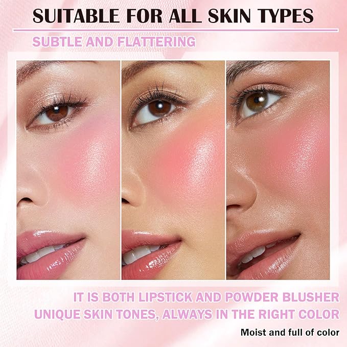 Color Changing Blush,Glitter Color Changing Blusher for Cheeks,Waterproof Lightweight Ph Blush Glossy Makeup,Moisturizing Long Lasting Multi Use Shiny Cheek Face Blush Gel for Women-VivaGrace Women
