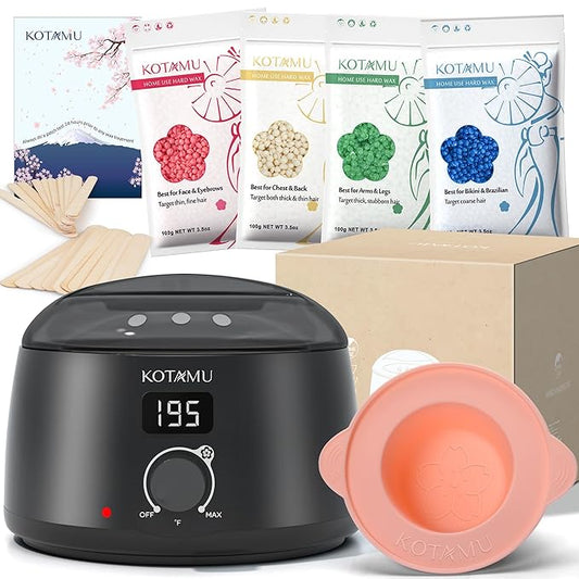 KOTAMU Waxing Kit Black Digital Wax Kit for Women Men Sensitive Skin Hard Waxing Pot for Eyebrow Face Leg Underarm Coarse Soft Hair Removal Professional Wax Warmer with 25 Accessories for Home Salon-VivaGrace Women