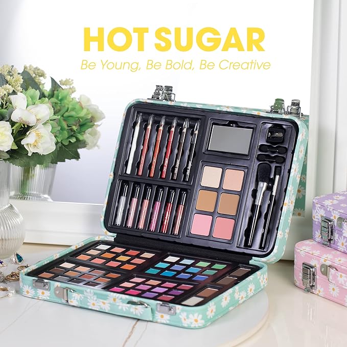 Hot Sugar Makeup Kit for Teenager Girls 10-12, All in One Beginner Makeup Kit for Women Full Kit, Teen makeup kit Cosmetic Gift Set on Birthday Christmas (MINT DAISY)-VivaGrace Women