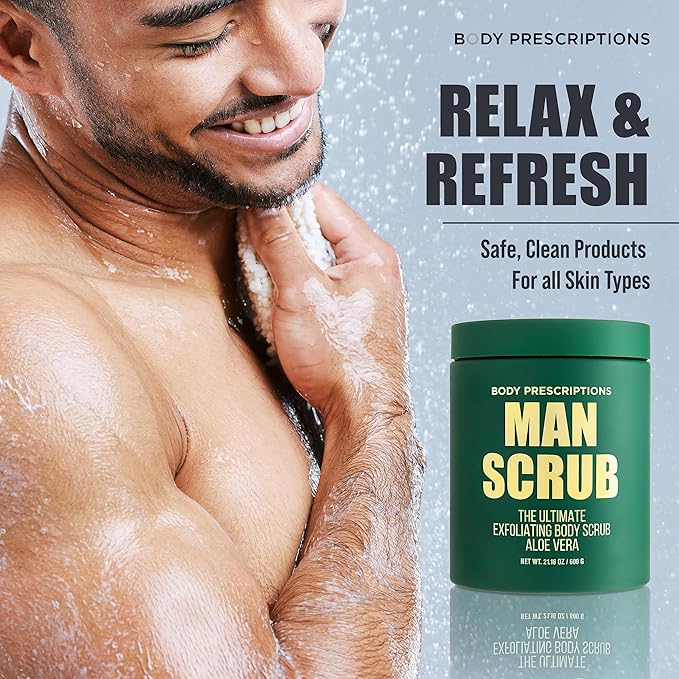 Body Prescriptions Men’s Exfoliating Body Scrub – Ultimate Skin Cleansing Wash in Jar with Twist-Top Lid, For All Skin Types, 21 Ounce (Pack of 2), Aloe Vera-VivaGrace Women