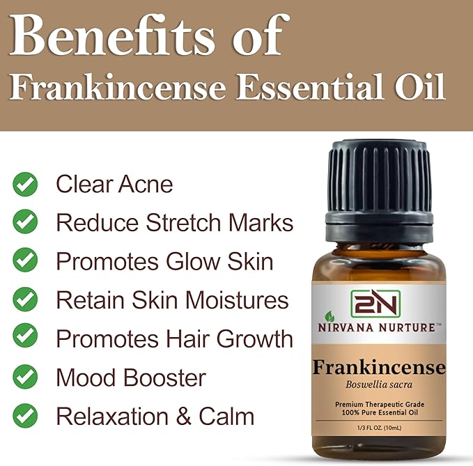 Frankincense Sacra Essential Oil 100% Pure Premium Therapeutic Grade, Undiluted - Aromatherapy Diffuser for Calm and Relaxation, Skin Care, Hair Care-VivaGrace Women