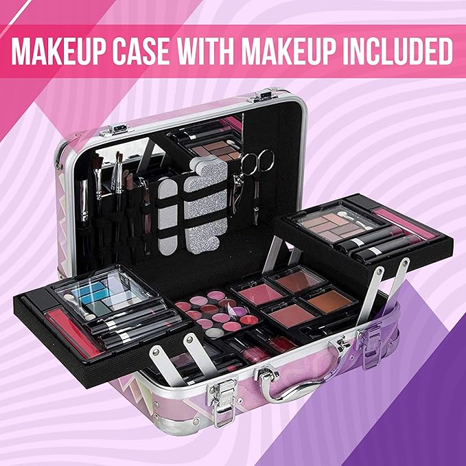 Starter Carry-All Teen Makeup Kit Gift Set, Pink, 1 Count-VivaGrace Women