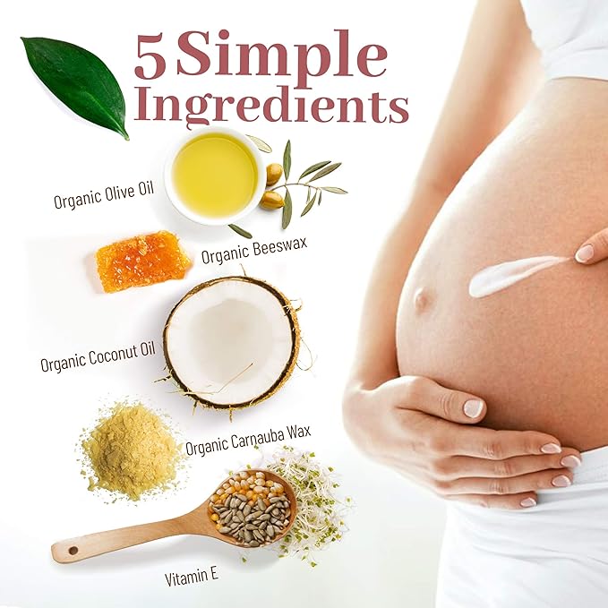Organic Belly Balm - Natural, Made in USA, & USDA Certified Stretch Mark Cream to Moisturize, Protect, & Heal Skin Before & After Arrival-VivaGrace Women