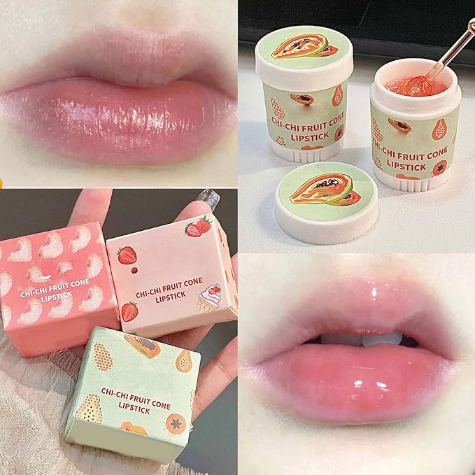 Lip Care Balm, Ice Cream Shape 3 Scent Lip Balm Pot Refreshing for Daily Care-VivaGrace Women