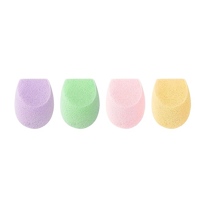 EcoTools Cruelty Free Color Perfecting Minis, Four Sponges Designed with Eco Foam Technology, a Unique Shape for Enhanced Precision, Purple, 4 Count-VivaGrace Women