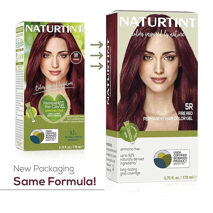 Naturtint 5R Fire Red Permanent Hair Color (Pack of 6), Ammonia Free, Vegan, Cruelty Free, up to 100% Gray Coverage, Long Lasting Results (Packaging may vary)-VivaGrace Women
