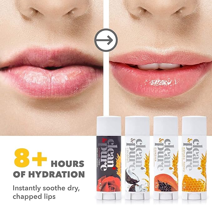 Lip Balm 3-Pack (Hemp & Lemongrass) | Lip Care Set With 100% All Natural Beeswax and Vitamin E Oil | Flavored Lip Balm for Dry, Chapped Lips | Made in Australia-VivaGrace Women