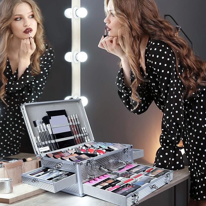 All-in-one Holiday Make up Gift Set | Makeup Kit for Women Full Kit Essential Starter Bundle Include Eyeshadow Palette Lipstick Blush Foundation Concealer Face Powder Mascara Lipgloss Brush-VivaGrace Women