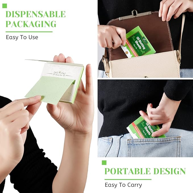 Oil Blotting Sheets for Face - Green Tea,26% Larger,3pk/300 Natural Blotting Paper for Oily Skin,Makeup Friendly Oil Absorbing Sheets,Easy To Grab One-VivaGrace Women