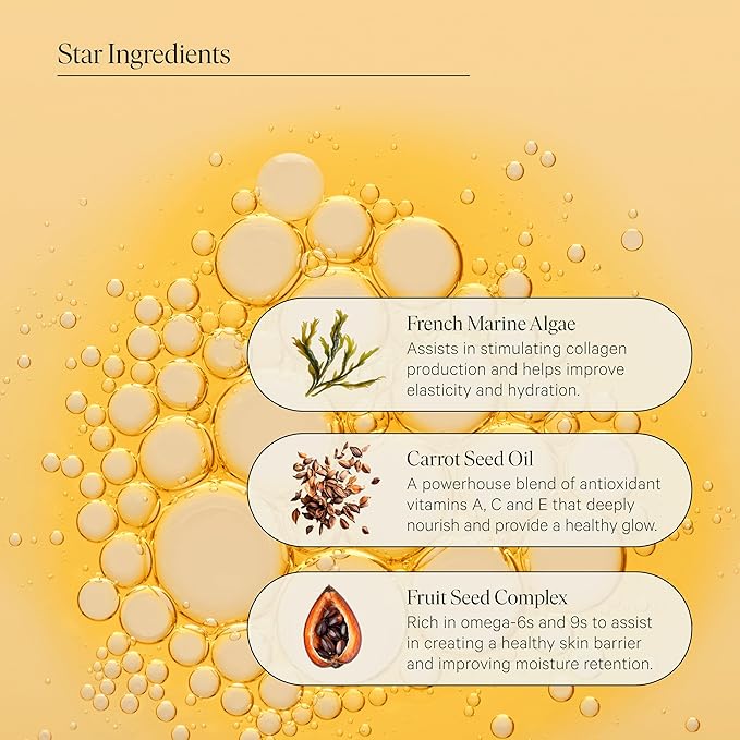 Golden Ray Glow Face Oil, 13ml. Collagen Boosting, Natural Skincare Moisturizing & Hydrating Facial Oil for Women. Incr Elasticity w/French Marine Algae, Jojoba & Rosehip for Fine Lines & Wrinkles-VivaGrace Women