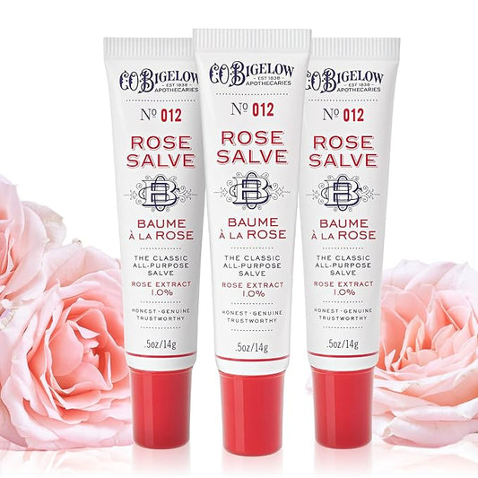 C.O. Bigelow Rose Salve Lip Balm Tubes 3 Pack, All Purpose Salves Moisturizing for Chapped Lips and Dry Skin-VivaGrace Women
