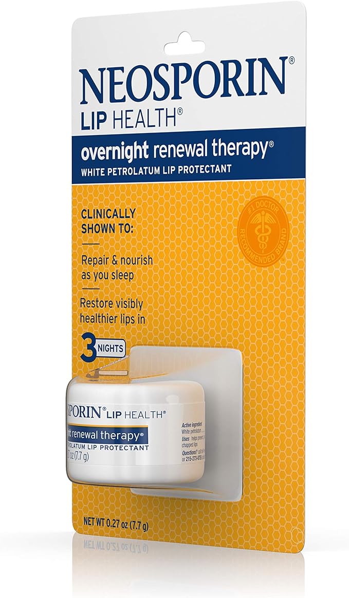 Neosporin Lip Health Overnight Healthy Lips Renewal Therapy Petrolatum Lip Protectant, 0.27oz. (Pack of 2)-VivaGrace Women