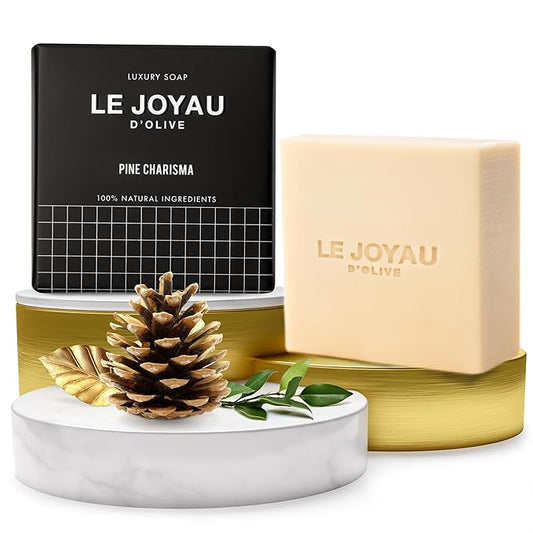 PINE CHARISMA | Handcrafted Luxury Soap Bar Made of Virgin Olive & Pine Leaf Oils | No Synthetics, No Perfumes, No Additives, No chemicals | Cold Saponified and cold Pressed oils | No Titanium Dioxide