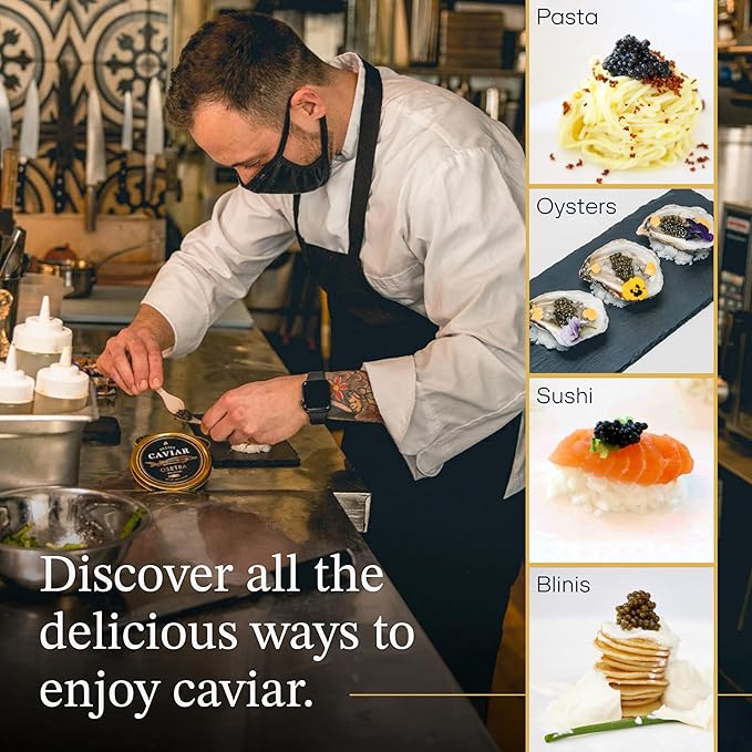 OVERNIGHT GUARANTEED, BESTER Premium Russian Osetra Sturgeon Caviar - 2x 1 oz-30G (Duo Pack) 2 tins of 30g each - Malossol Ossetra Black Roe - Premium Quality, Traditional Style, imported-VivaGrace Women