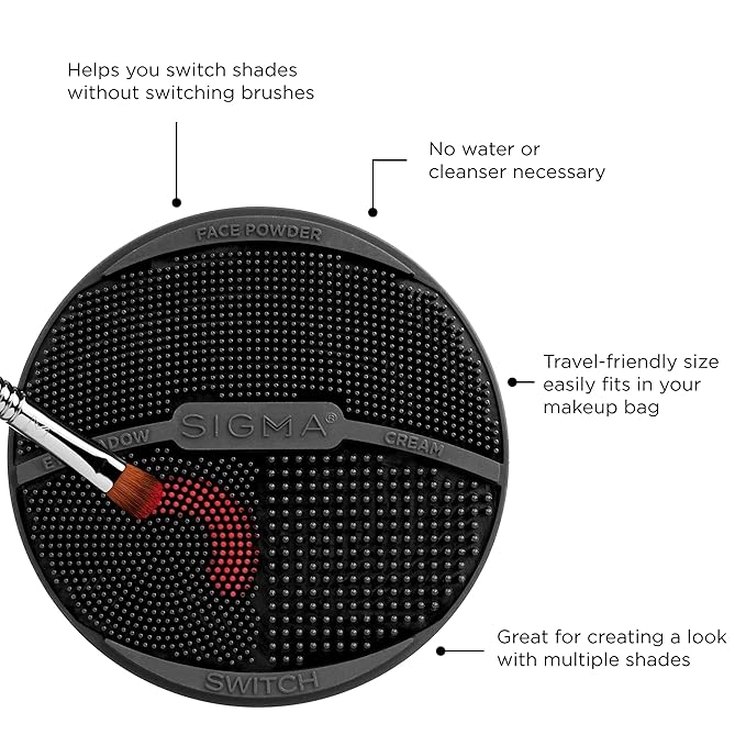 Sigma Switch by Sigma Beauty – Silicone Makeup Brush Cleaner for Switching Shades and Pigments, Switch Cleaning Mat for Superior Makeup Brush Cleaning Mid-Application (Travel Size)-VivaGrace Women