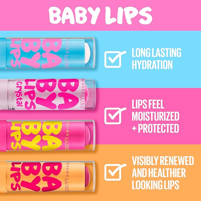 Maybelline New York Baby Lips Moisturizing Lip Balm 3-pack, Lip Care Essentials, 3 Shades-VivaGrace Women